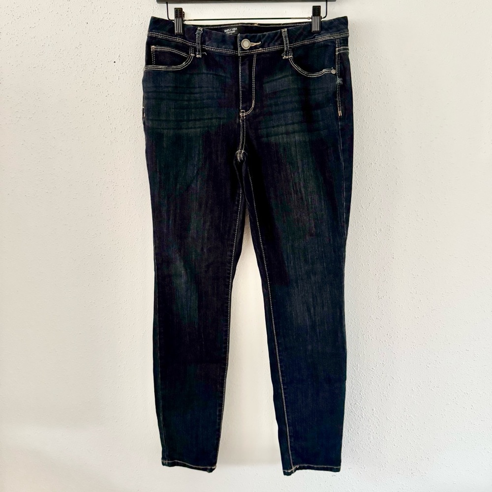 SIMPLY VERA Dark Wash Mid-Rise Skinny Denim Jeans Women's Size 8 Stretch 29 Wang